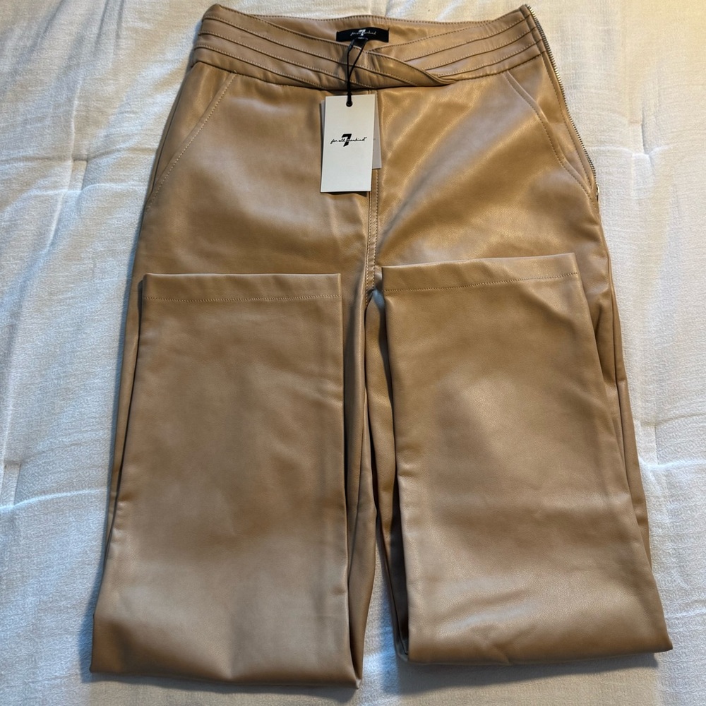 NWT 7 For All Mankind Leather Side Zip Pants